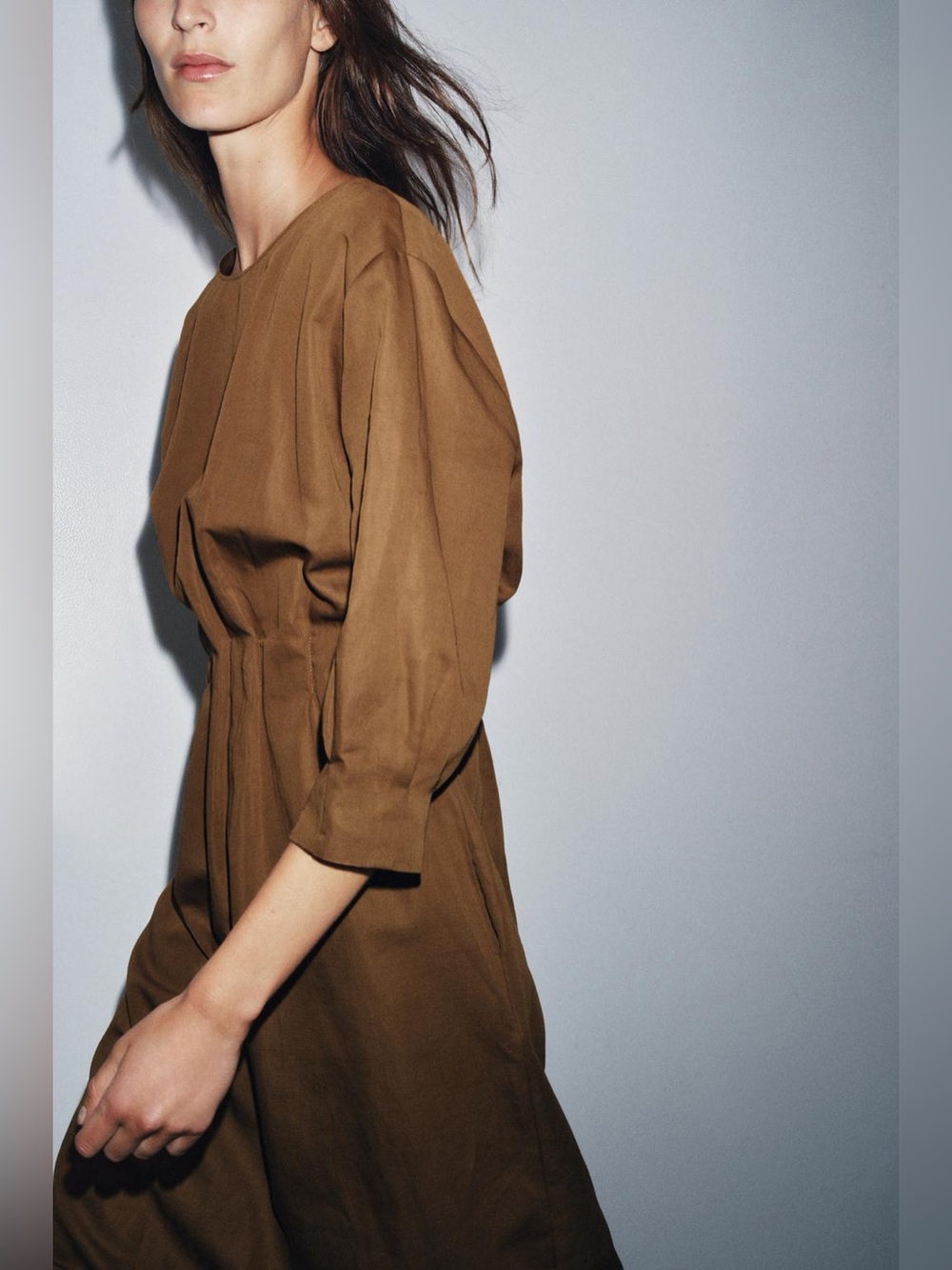 Zara Tan-Brown Midi Dress - Picture 11 of 13